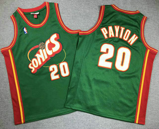 Youth Seattle Supersonics #20 Gary Payton 1995-96 Green Hardwood Classics Swingman Throwback Jersey