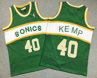 Youth Seattle Supersonics #40 Shawn Kemp 1994-95 Green Hardwood Swingman Throwback Jersey