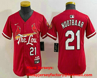 Youth St Louis Cardinals #21 Lars Nootbaar Red 2024 City Connect Limited Stitched Baseball Jersey
