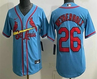 Youth St Louis Cardinals #26 JJ Wetherholt Blue Cool Base Stitched Jersey