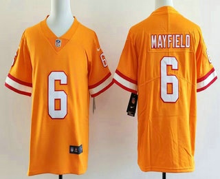 Youth Tampa Bay Buccaneers #6 Baker Mayfield Limited Orange Throwback Vapor Jersey