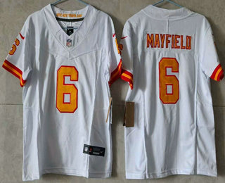 Youth Tampa Bay Buccaneers #6 Baker Mayfield White Vapor Limited FUSE Yellow Throwback Jersey