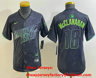 Youth Tampa Bay Rays #18 Shane McClanahan Charcoal 2024 City Connect Limited Stitched Jersey