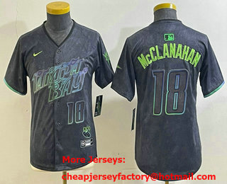 Youth Tampa Bay Rays #18 Shane McClanahan Number Charcoal 2024 City Connect Limited Stitched Jersey