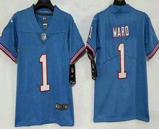 Youth Tennessee Titans #1 Cameron Ward Limited Blue Throwback Vapor Jersey