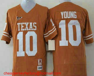 Youth Texas Longhorns #10 Vince Young Burnt Orange Throwback Stitched NCAA College Football Jersey by Mitchell & Ness