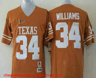 Youth Texas Longhorns #34 Ricky Williams Burnt Orange Throwback Stitched NCAA College Football Jersey by Mitchell & Ness