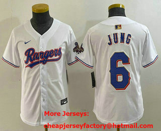 Youth Texas Rangers #6 Josh Jung White 2024 Gold Collection Limited Cool Base Jersey 11