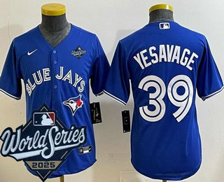 Youth Toronto Blue Jays #39 Trey Yesavage Blue 2025 World Series Cool Base Jersey