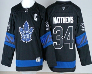 Youth Toronto Maple Leafs #34 Auston Matthews Black Alternate Authentic Jersey