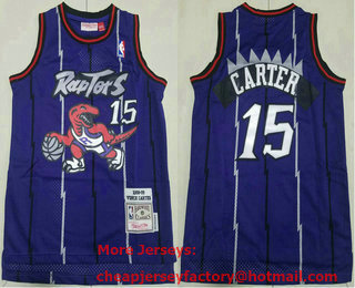 Youth Toronto Raptors #15 Vince Carter 1998-99 Purple Hardwood Classics Soul Swingman Throwback Jersey