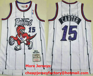 Youth Toronto Raptors #15 Vince Carter 1998-99 White Hardwood Classics Soul Swingman Throwback Jersey