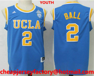 Youth UCLA Bruins #2 Lonzo Ball Light Blue College Basketball 2017 Swingman Stitched NCAA Jersey