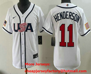 Youth USA #11 Gunnar Henderson White 2026 World Baseball Classic Cool Base Jersey