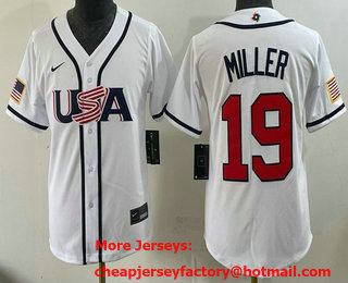 Youth USA #19 Mason Miller White 2026 World Baseball Classic Cool Base Jersey