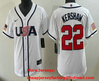 Youth USA #22 Clayton Kershaw White 2026 World Baseball Classic Cool Base Jersey