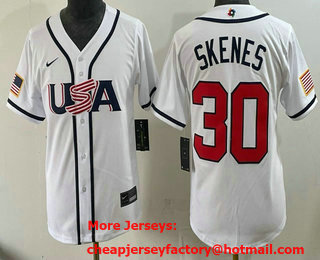 Youth USA #30 Paul Skenes White 2026 World Baseball Classic Cool Base Jersey