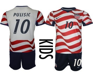 Youth USA National Team #10 Christian Pulisic Home White 2026 World Cup Soccer Jersey Suit