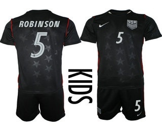 Youth USA National Team #5 Antonee Robinson Away Navy 2026 World Cup Soccer Jersey Suit