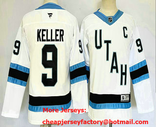 Youth Utah Hockey Club #9 Clayton Keller White 2024 With C Patch Stitched Jersey