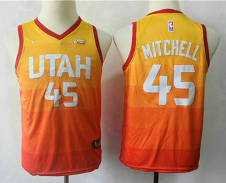 Youth Utah Jazz #45 Donovan Mitchell 2017-2018 City Edition 5 For The Fight Orange Nike Swingman Jersey