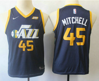 Youth Utah Jazz #45 Donovan Mitchell New Navy Blue 2017-2018 Nike Swingman 5 For The Fight Stitched NBA Jersey