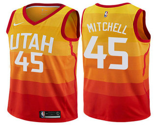 Youth Utah Jazz #45 Donovan Mitchell Yellow Nike 2017-2018 NBA Swingman City Edition Jersey