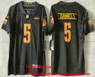 Youth Washington Commanders #5 Jayden Daniels Limited Black FUSE Vapor Jersey
