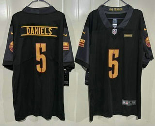 Youth Washington Commanders #5 Jayden Daniels Limited Black Vapor Jersey