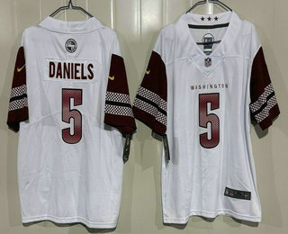 Youth Washington Commanders #5 Jayden Daniels Limited White Vapor Jersey