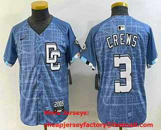 Youth Washington Nationals #3 Dylan Crews Blue 2025 City Connect Limited Stitched Jersey