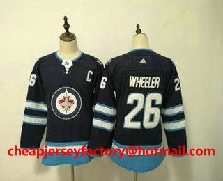 Youth Winnipeg Jets #26 Blake Wheeler Blue With C Patch 2017-2018 Hockey Stitched NHL Jersey