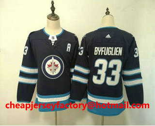 Youth Winnipeg Jets #33 Dustin Byfuglien Blue With A Patch 2017-2018 Hockey Stitched NHL Jersey